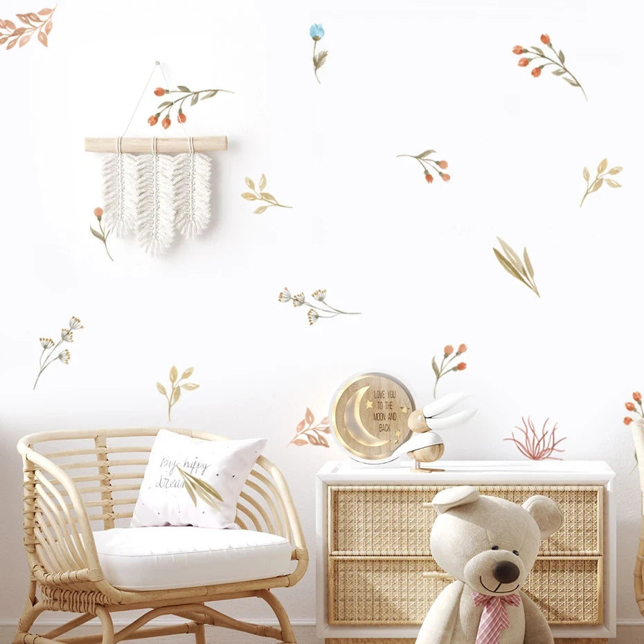 Boho Floral Wall Stickers for Kids Bedroom & Nursery