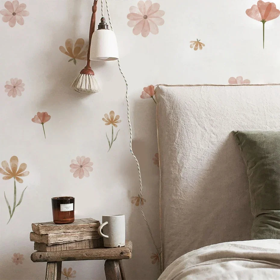Boho Floral Wall Stickers for Kids Bedroom & Nursery