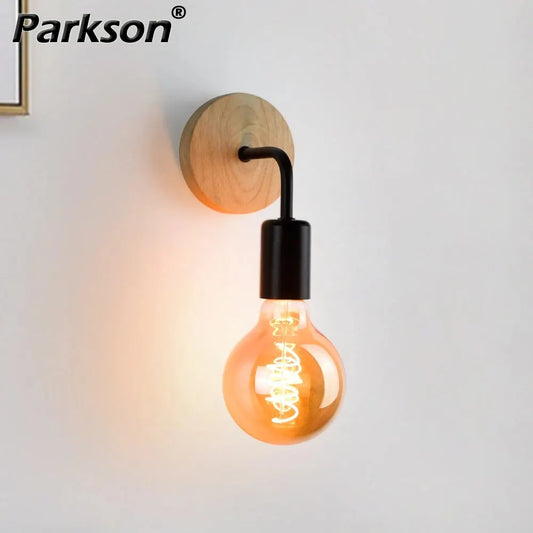 Vintage Wood Wall Sconce Lamp – Adjustable E27 Fixture