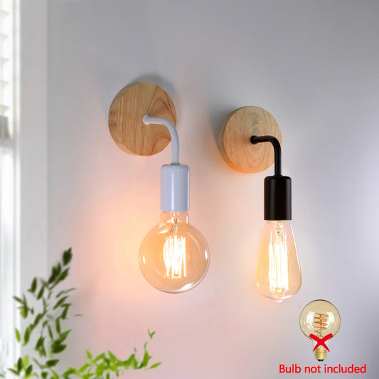 Vintage Wood Wall Sconce Lamp – Adjustable E27 Fixture
