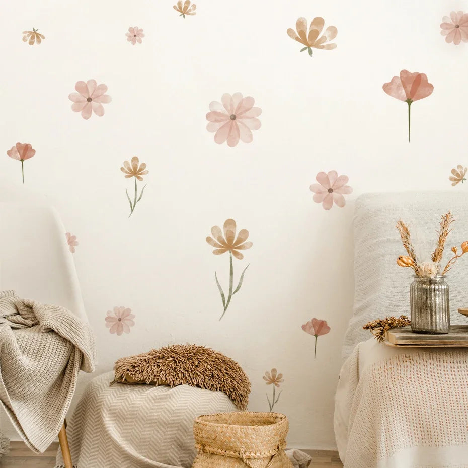 Boho Floral Wall Stickers for Kids Bedroom & Nursery